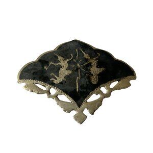 Vintage Sterling Silver Siam Niello Brooch Pin Mekkala Ramasoon Asian Ethnic